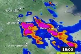 Met Office rain radar shows storms hitting parts of Northamptonshire on Tuesday evening