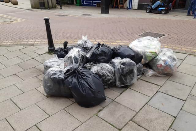 The rubbish had been left on the pavement in High Street