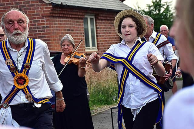 Braybrooke Morris Dancers finally shook off the shackles of lockdown by performing a variety of traditional hankie and stick dances outside the Bulls Head at Arthingworth.