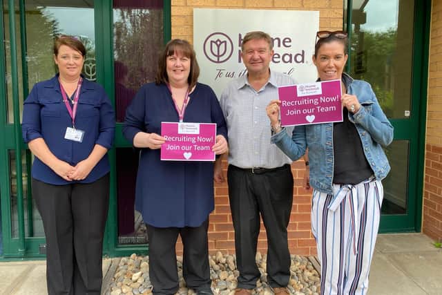 l-r Jackie Rafferty; client experience manager, Julie McDonald; recruitment coordinator, Mark Darnell; co-owner and Marie Franks; business development manager.
