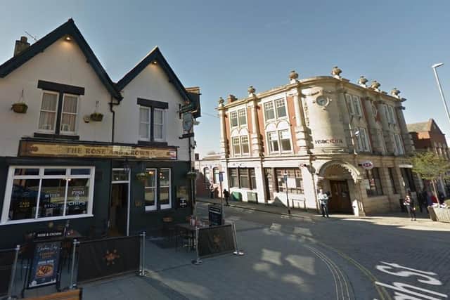 Police say the victim was beaten outside HSBC bank moments after leaving the Rose & Crown