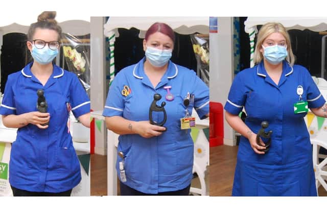 Midwife Tia Diver, from the Fetal Health Unit,  Donna Fahy, from Naseby B, Midwife Jodie Guyver, from the Delivery Suite