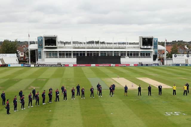 The Northants players and staff pay tribute to David Capel at the County Ground last September