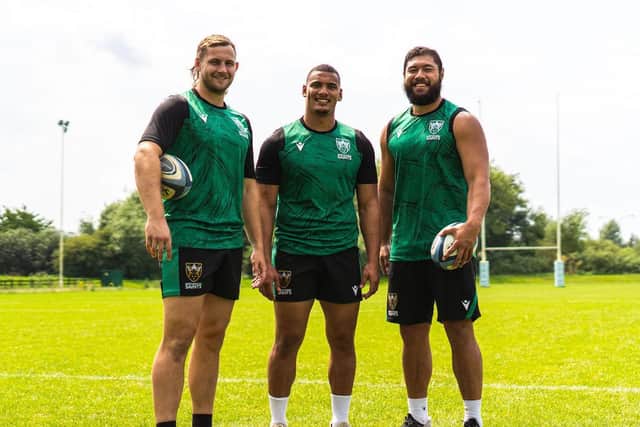 Karl Wilkins, Juarno Augustus and Brandon Nansen (picture: Northampton Saints)