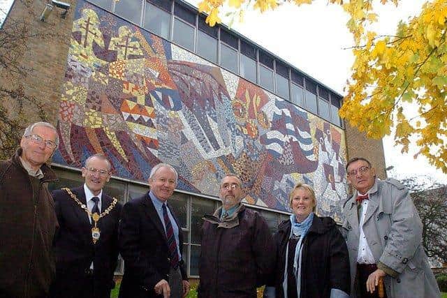 The mosaic was on the wall of Kettering Grammar School and commissioned in 1962