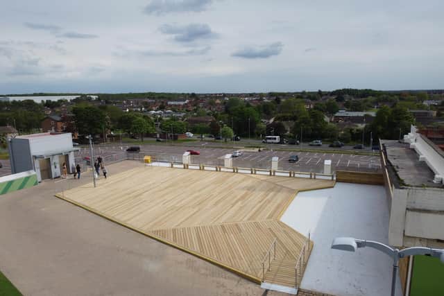 The views from the new events space are across the Exeter estate and beyond