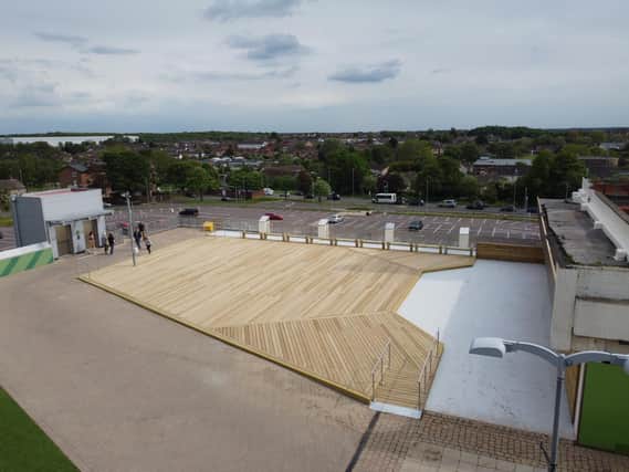 The views from the new events space are across the Exeter estate and beyond