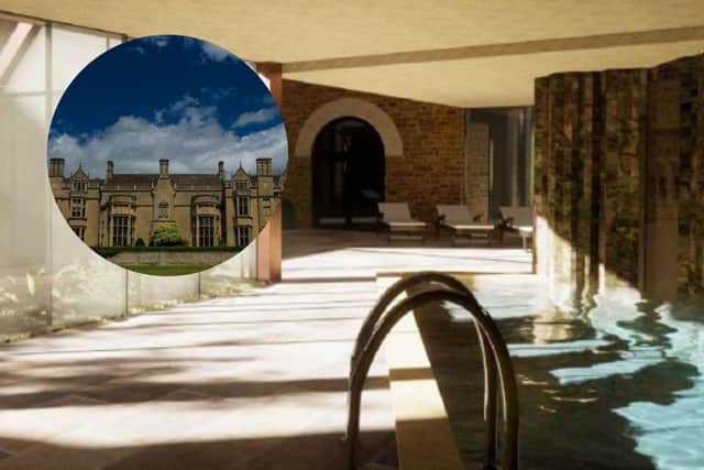 An artist's impression of the plan for Rushton Hall and, inset, the historic hotel