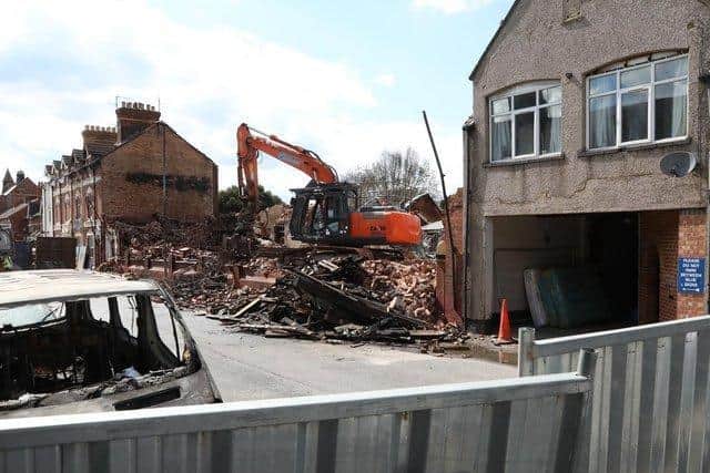 Demolition work after the fire.
