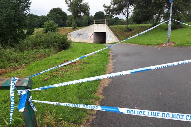 A cordon is in place.