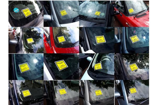 Some of the cars that were given parking tickets