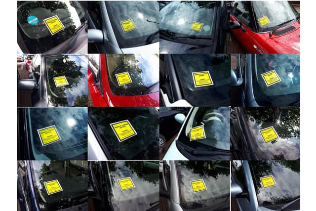Some of the cars that were given parking tickets