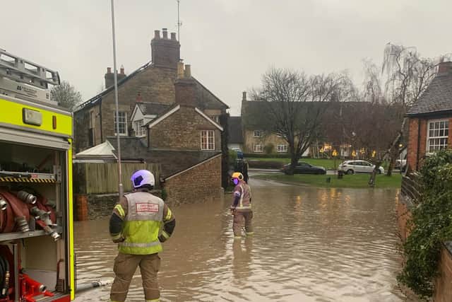 Raunds fire brigade helped pump water from the North Street property