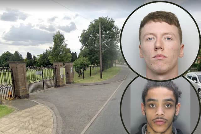 The incident happened in Newton Road, close to the cemetery and a number of homes. Pictured are Samuel John Cole (top) and Kaine Simms (bottom)