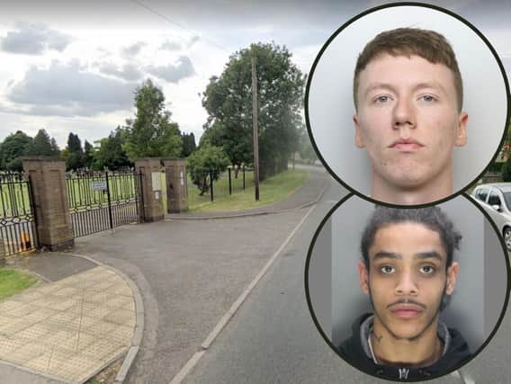The incident happened in Newton Road, close to the cemetery and a number of homes. Pictured are Samuel John Cole (top) and Kaine Simms (bottom)