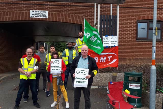 RMT members at the picket line yesterday