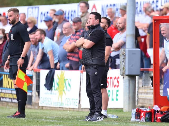 Paul Cox watches on during Kettering Town's 1-0 win over Bradford (Park Avenue) at the weekend. Picture by Peter Short