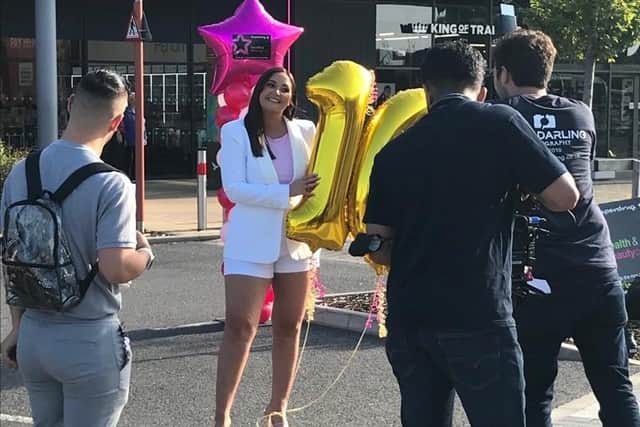 I'm A Celeb 2019 jungle queen, Jacqueline Jossa, having a photoshoot outside the brand new Rushden Lakes Superdrug store.