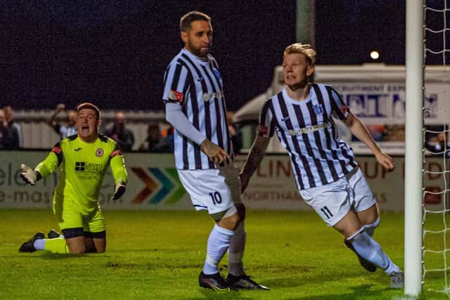 James Tague opens the scoring from close range in the Steelmen's success