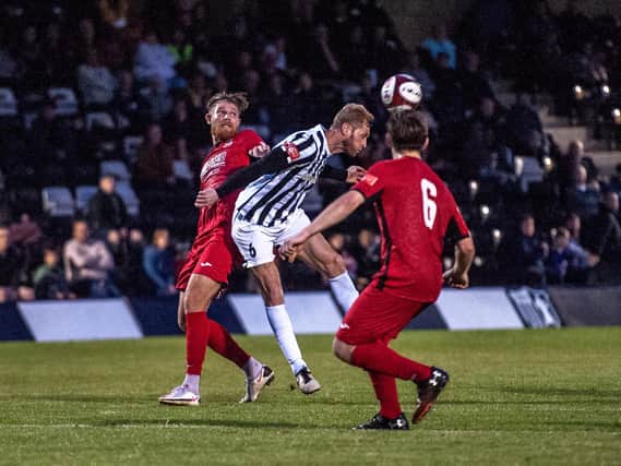 Gary Mulligan in action during Corby Town's 2-0 win over Wisbech Town on Wednesday night. Picture by Jim Darrah