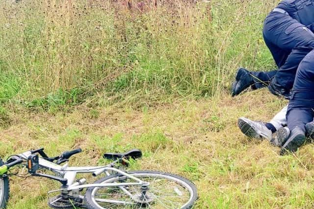 Police tackled the thief after he made off with the bike from Northampton town centre.