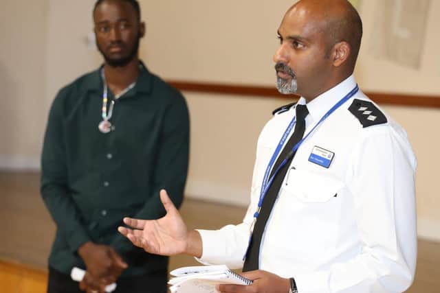 DCI Gan Thayanithi at the planning meeting for the march at Glamis Hall on Thursday, August 19. Credit: Alison Bagley