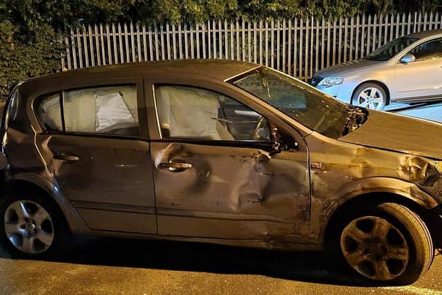 The car took a significant amount of damage during the 3am smash up.