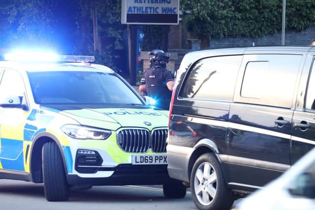 Police cars blocked side streets