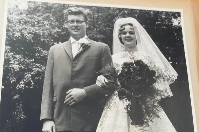 The pair on their wedding day.