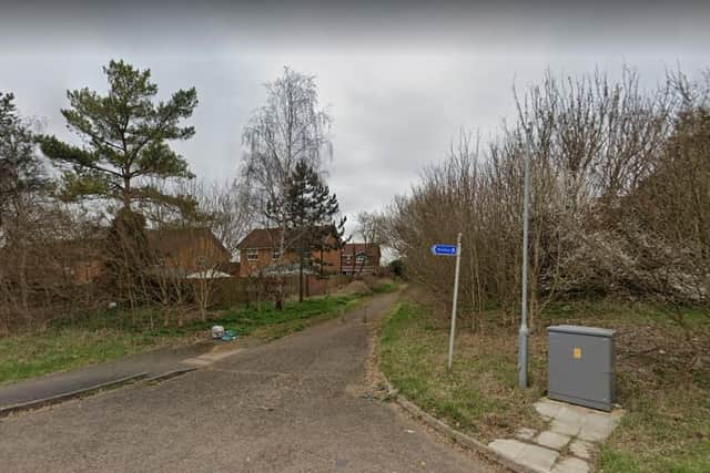 The victim was attacked in this alleyway leading from the A45 slip road to Butts Road in East Hunsbury.