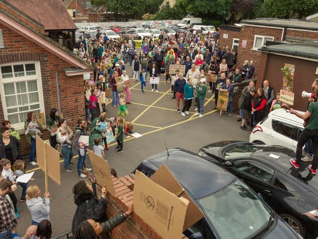 The protest last night. Picture by Dan Whitney.