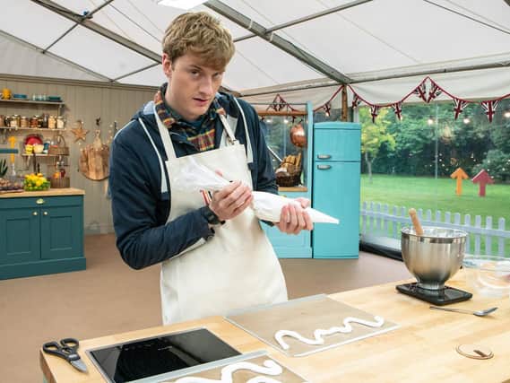James Acaster creating his Wicksteed Park tribute on Great British Bake Off.