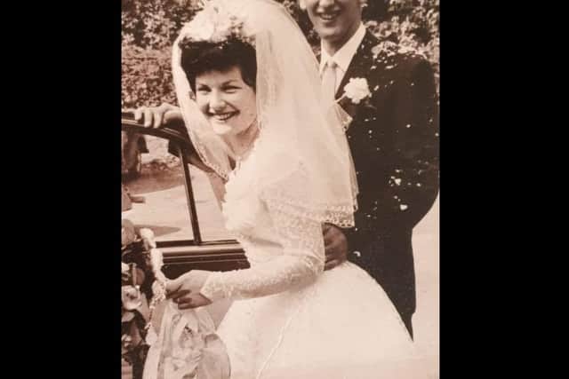 The happy couple on their wedding day