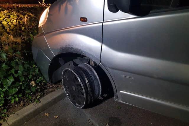 A man was seen by police driving around in this car on Saturday night.