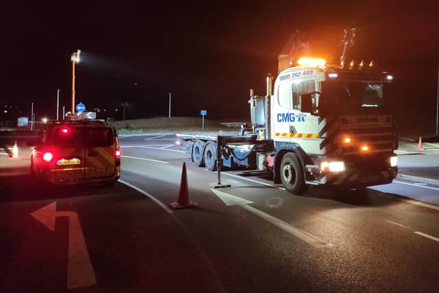 Park Farm way remained closed for around five hours while recovery and crash investigation work continued