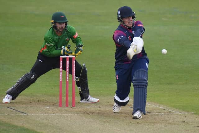 Richard Levi in action during his final innings for Northants, against Leicestershire Foxes in June