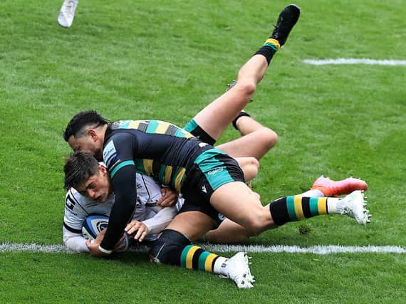 Louis Rees-Zammit scored twice when Gloucester won 31-7 against Saints at Franklin's Gardens back in May