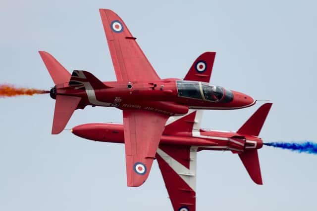 The Red Arrows will be flying over North Northamptonshire — briefly — on Friday morning