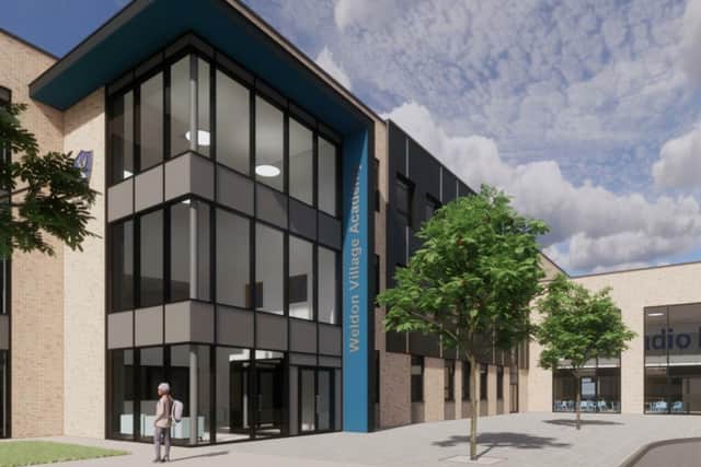 The entrance to the building in Oundle Road