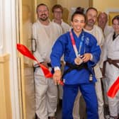 Olympic bronze medalist Chelsie Giles cut the ribbon to officially open Higham & Rushden Judo Club
