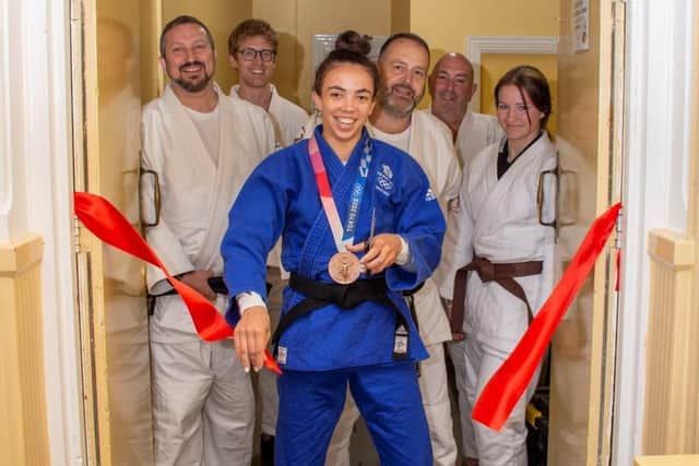 Olympic bronze medalist Chelsie Giles cut the ribbon to officially open Higham & Rushden Judo Club