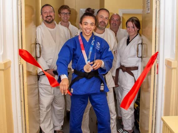 Olympic bronze medalist Chelsie Giles cut the ribbon to officially open Higham & Rushden Judo Club