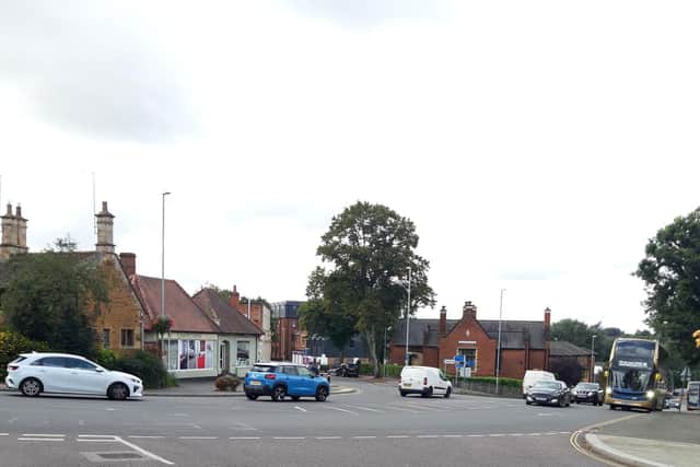 Pedestrians often cross away from the traffic lights and have to stand in hatched markings in the middle of the road