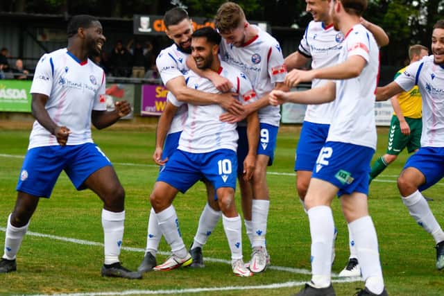 Ravi Shamsi takes the congratulations after he scored Diamonds' equaliser