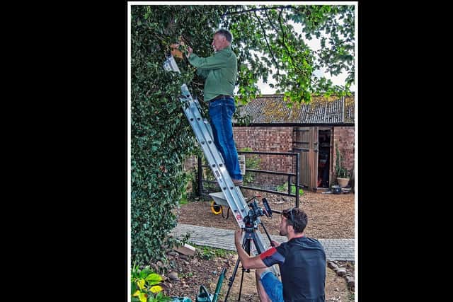 Filming takes place in the Duchy Barn Garden