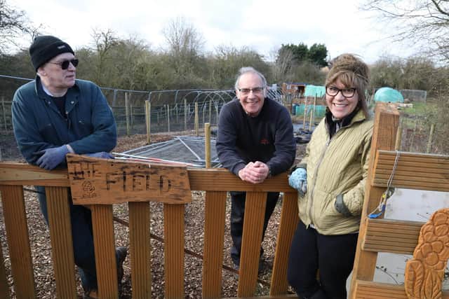 l-r Lee Henty, Rob Stone and Mariann French in February 2020