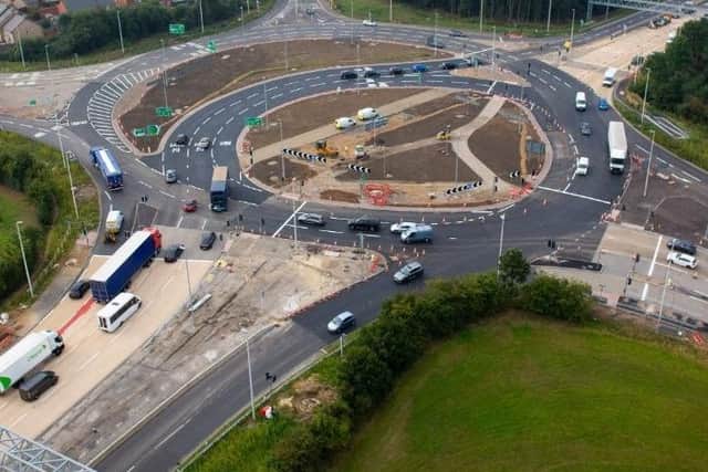 The half hamburger roundabout was finished earlier this month
