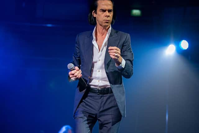 Nick Cave on stage at Birmingham's Symphony Hall. Photo by David Jackson.