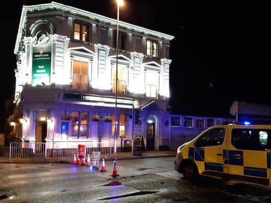Police cordoned off Kettering Road at the White Elephant following Saturday night's fatal collision