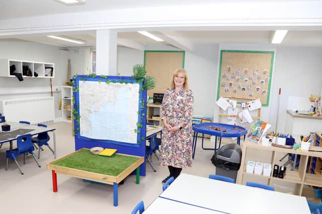 Head teacher Emma Johnson in the Year One classroom that has been refurbished